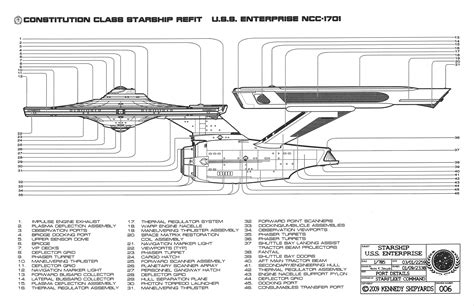 U.S.S. Enterprise NCC-1701 - Constitution Class Starship Refit Blueprints