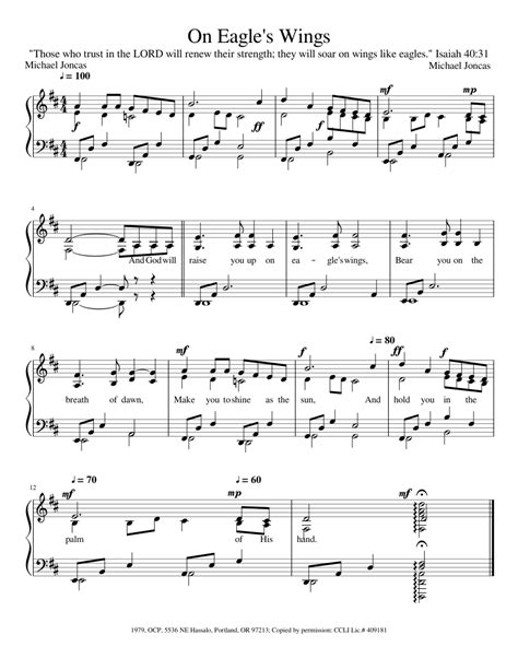 On Eagle's Wings Sheet music for Piano (Solo) | Musescore.com