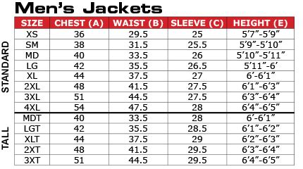 Sport Coat Size Chart