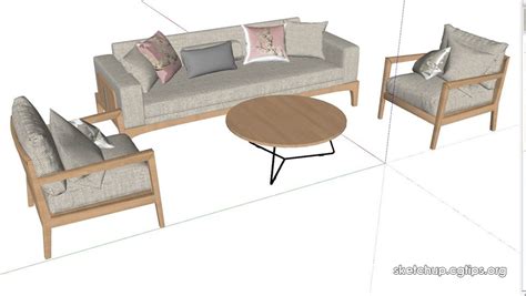 Wooden Sofa Sketchup Model - Image to u