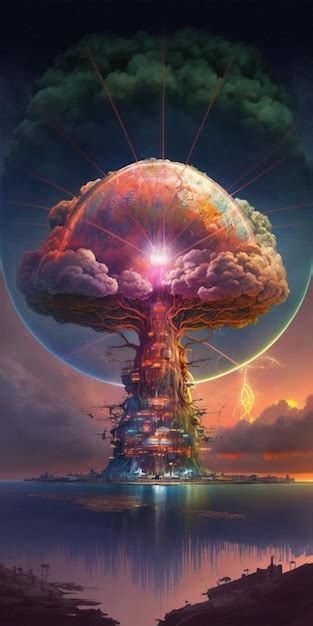 Premium AI Image | A nuclear explosion with a cloud in the sky