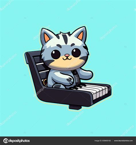 Cute Cat Playing Keyboard Cartoon Vector Illustration Stock Vector by ©Vinhsino 659905162