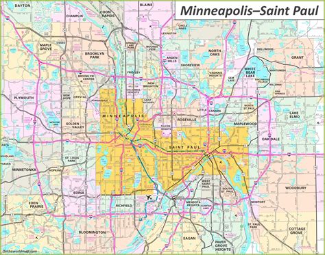 Twin Cities Map (Minneapolis–Saint Paul Map) - Ontheworldmap.com