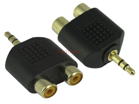 3.5mm Stereo Plug to Dual Two 2 Port RCA Female Adapter Y ...