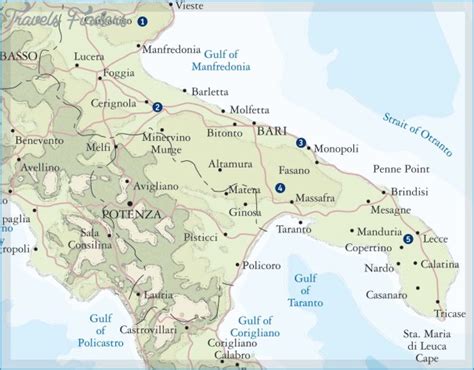 Puglia Map - TravelsFinders.Com