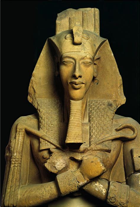 Statue of Akhenaten, known for abandoning traditional Egyptian polytheism and introducing ...