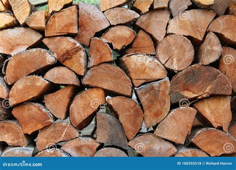 Stacked, split, fire wood stock photo. Image of winter - 100355518