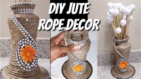 DIY Jute Rope decor craft idea/Vase from plastic bottle and Jute rope ...