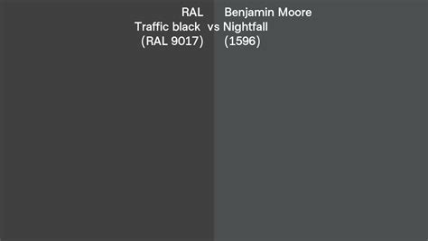 RAL Traffic black (RAL 9017) vs Benjamin Moore Nightfall (1596) side by side comparison