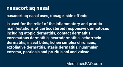 nasacort aq nasal : Uses, Dosage, Side Effects, FAQ - MedicinesFAQ