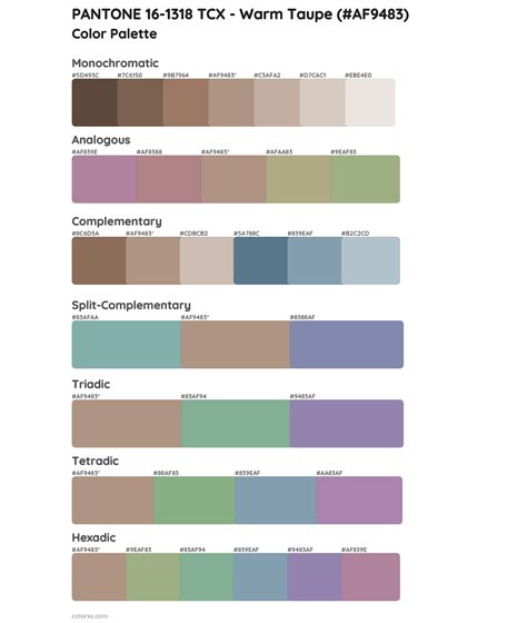 PANTONE 16-1318 TCX - Warm Taupe color palettes - colorxs.com