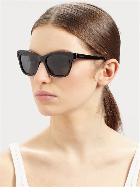 Lyst - Prada Square Catseye Sunglasses in Black