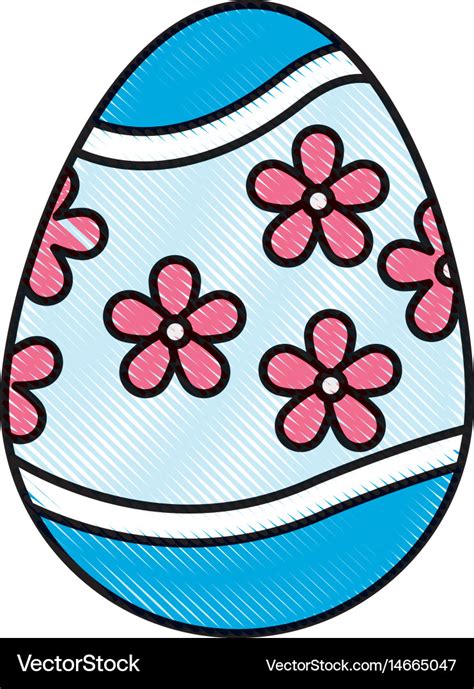 Drawing colored easter egg celebration spring Vector Image