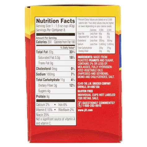 Jif Peanut Butter Nutrition Facts Label - Ythoreccio