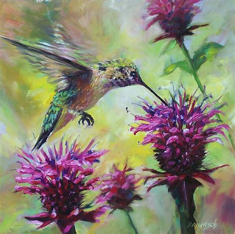 Donna Munsch Fine Art: Original Oil Painting Hummingbird Bee Bop