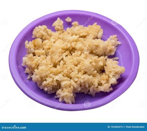 Rice in Soy Sauce Isolated on White Background. Rice in Soy Sauce on a Plate Top View Stock ...