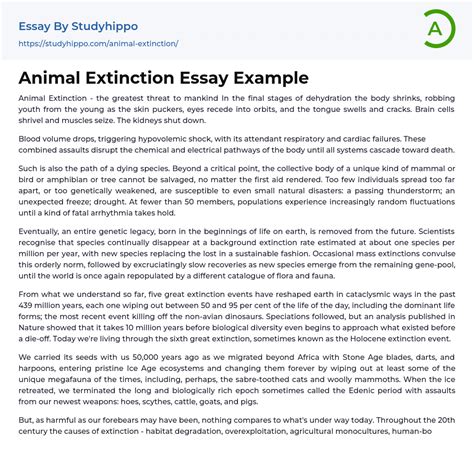 Animal Extinction Essay Example | StudyHippo.com