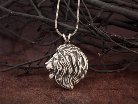 Wild Lion Necklace Sterling Silver Lion Pendant Animal | Etsy