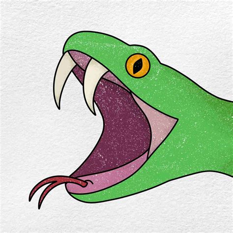 How to Draw a Snake with Fangs - HelloArtsy