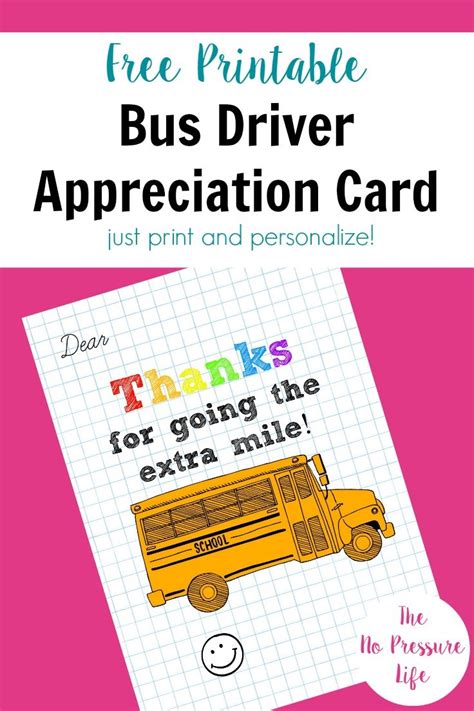 Bus Driver Appreciation Card: Free Printable!