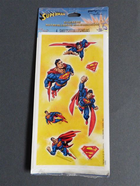 new 4 sheets Superman Stickers DC Comics Hallmark Party Express Super Man Hero | eBay | Superman ...