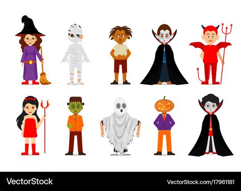 Set of halloween cartoon characters Royalty Free Vector