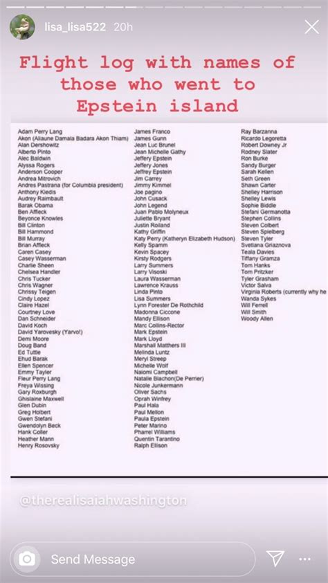 Epstein Island Flight List