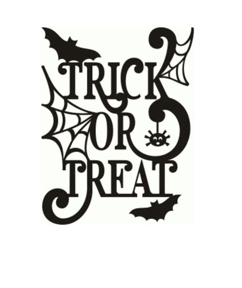 a trick or treat sign on an orange and black chevron background with spider web