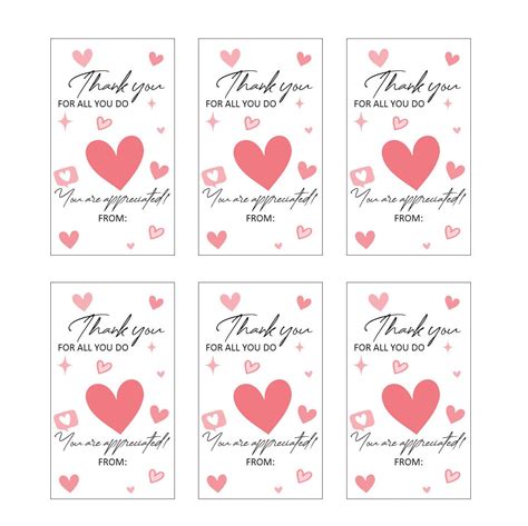 Thank You Gift Tags Printable, Teacher Appreciation, Pink Heart ...