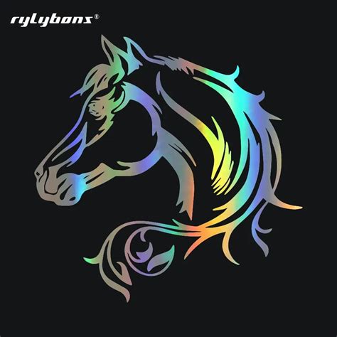 Rylybons 1 PCS 20*20CM car styling decals Horse Head Beautiful Animal Pattern Vinyl Car Body ...