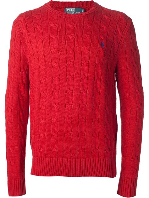 Lyst - Polo ralph lauren Cable Knit Sweater in Red for Men