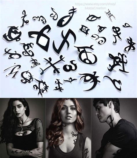 FREE SHIPPING Rune Tattoos, Clary, Alec, Jace and Isabelle Cosplay - Etsy | Rune tattoo, Runes ...