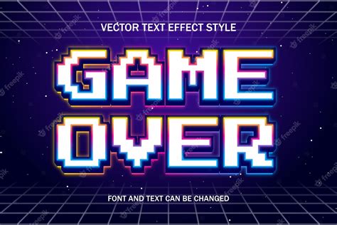 Premium Vector | Game over pixel art 3d editable text effect font retro style games template ...