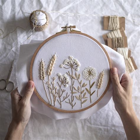 Wildflowers Embroidery Pattern Video Tutorial, Beginner Embroidery PDF Pattern, Botanical ...