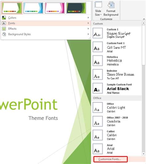 Theme Fonts in PowerPoint 2013 for Windows