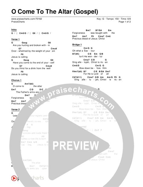 O Come To The Altar (Gospel) Chords PDF (PraiseCharts) - PraiseCharts