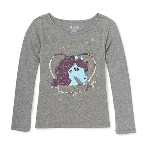 Girls Long Sleeve Flip Sequin Animal Graphic Top | Graphic top, Girls long sleeve, Unicorn shirt