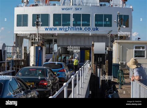 loading the isle of wight car ferry at yarmouth on the island. isle of ...