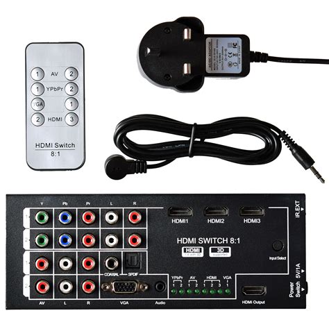 HDMI AUDIO EXTRACTOR WITH 8 INPUTS TO 1 HDMI OUTPUT WITH OPTICAL / COAXIAL 5.1 CHANNEL SUPPORT ...