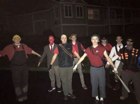 Cursed tf2 cosplay of me (engineer) and my friends from a few years ago. : r/cursedimages