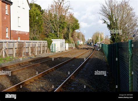 two train tracks dunmurry belfast uk Stock Photo - Alamy