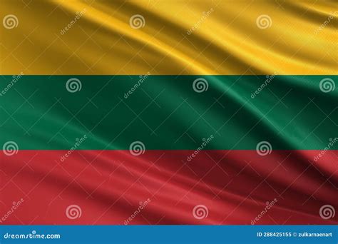 Lithuania Flag with Fabric Texture, Official Colors, 3D Illustration Stock Illustration ...