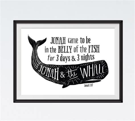 INSTANT DOWNLOAD Jonah and the Whale, Bible Verse Printable, Scripture Print, Nursery Decor ...