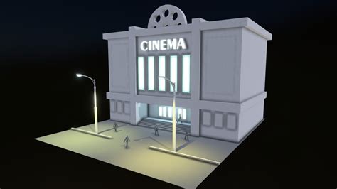 cinema building - Download Free 3D model by hellotaia [d446658] - Sketchfab