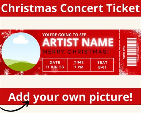 Christmas Concert Ticket. Concert Ticket Gift. Concert Gift. Editable ...