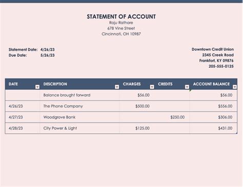 Statement of Account Templates | 14+ Free Word, Excel & PDF Formats ...