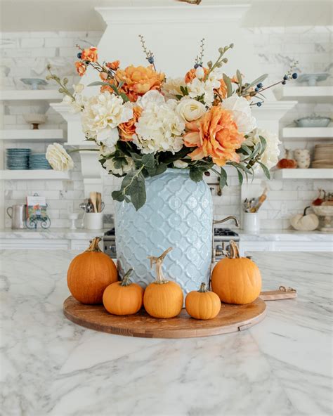 Blue and Orange DIY Fall Centerpiece - Home With Holly J | Fall ...