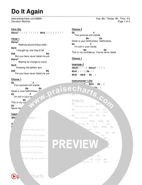 Do It Again Chords PDF (Elevation Worship) - PraiseCharts