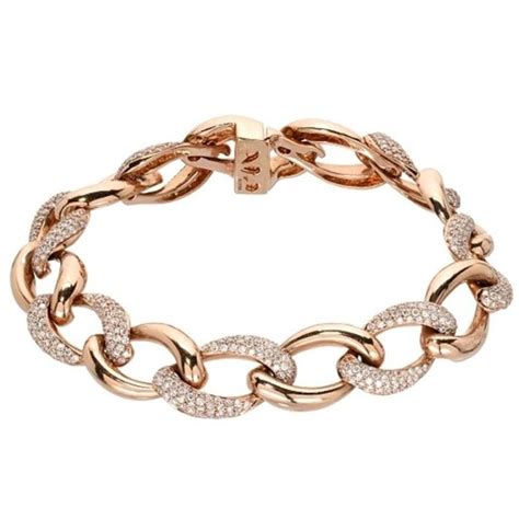 Diamond Pave Gold Chain Link Bracelet For Sale at 1stdibs