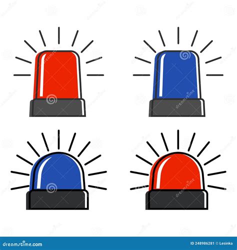 A Set of Police Flashing Lights, Vector. Red and Blue Ambulance Sirens Stock Vector ...